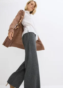 Mujer bonprix bonprix Pantalón de lana con patrón de espiga