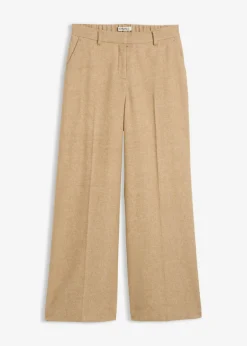 bonprix bonprix Premium|Pantalones>Pantalón de lana con patrón de espiga Beige natural jaspeado