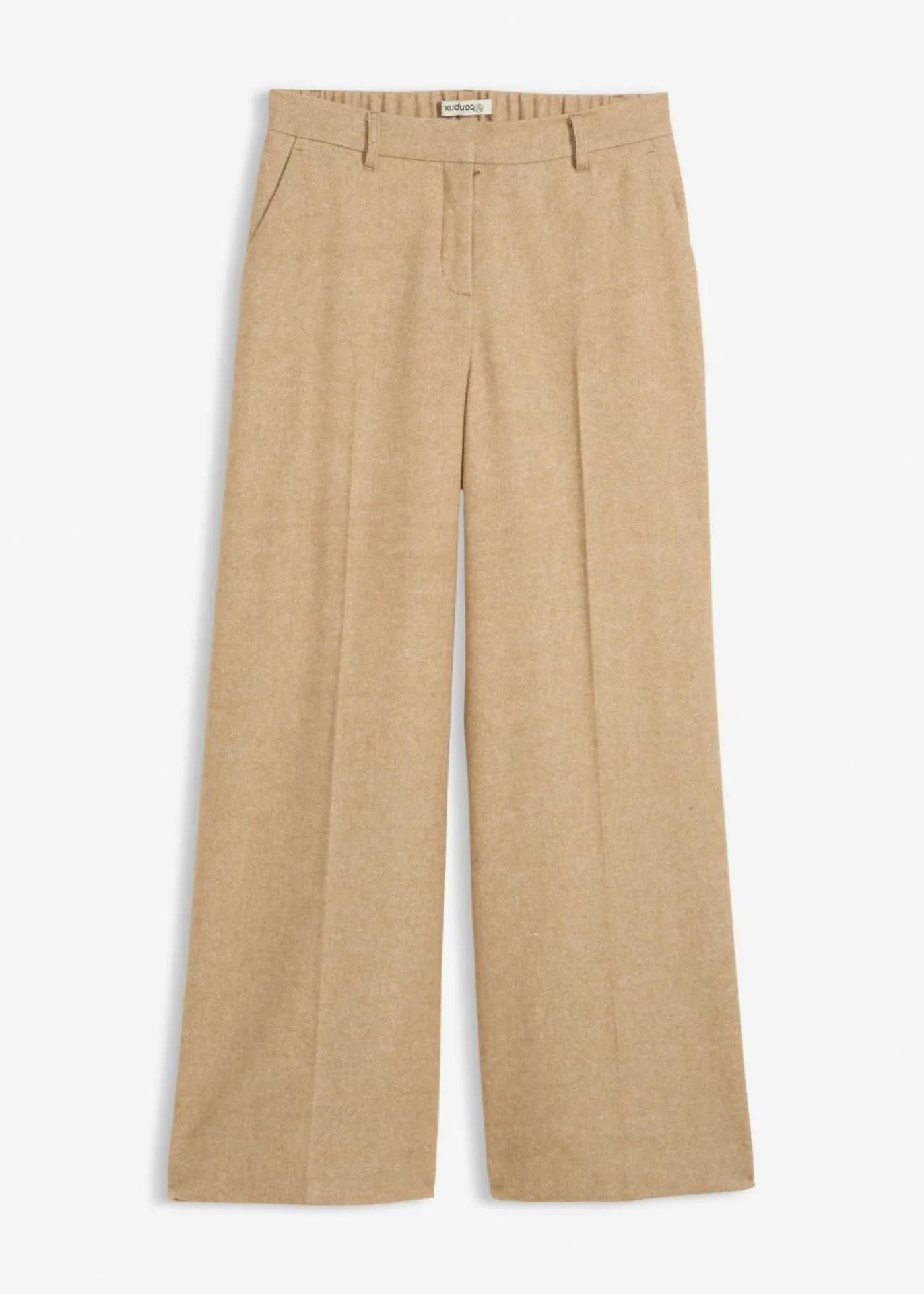 bonprix bonprix Premium|Pantalones>Pantalón de lana con patrón de espiga Beige natural jaspeado