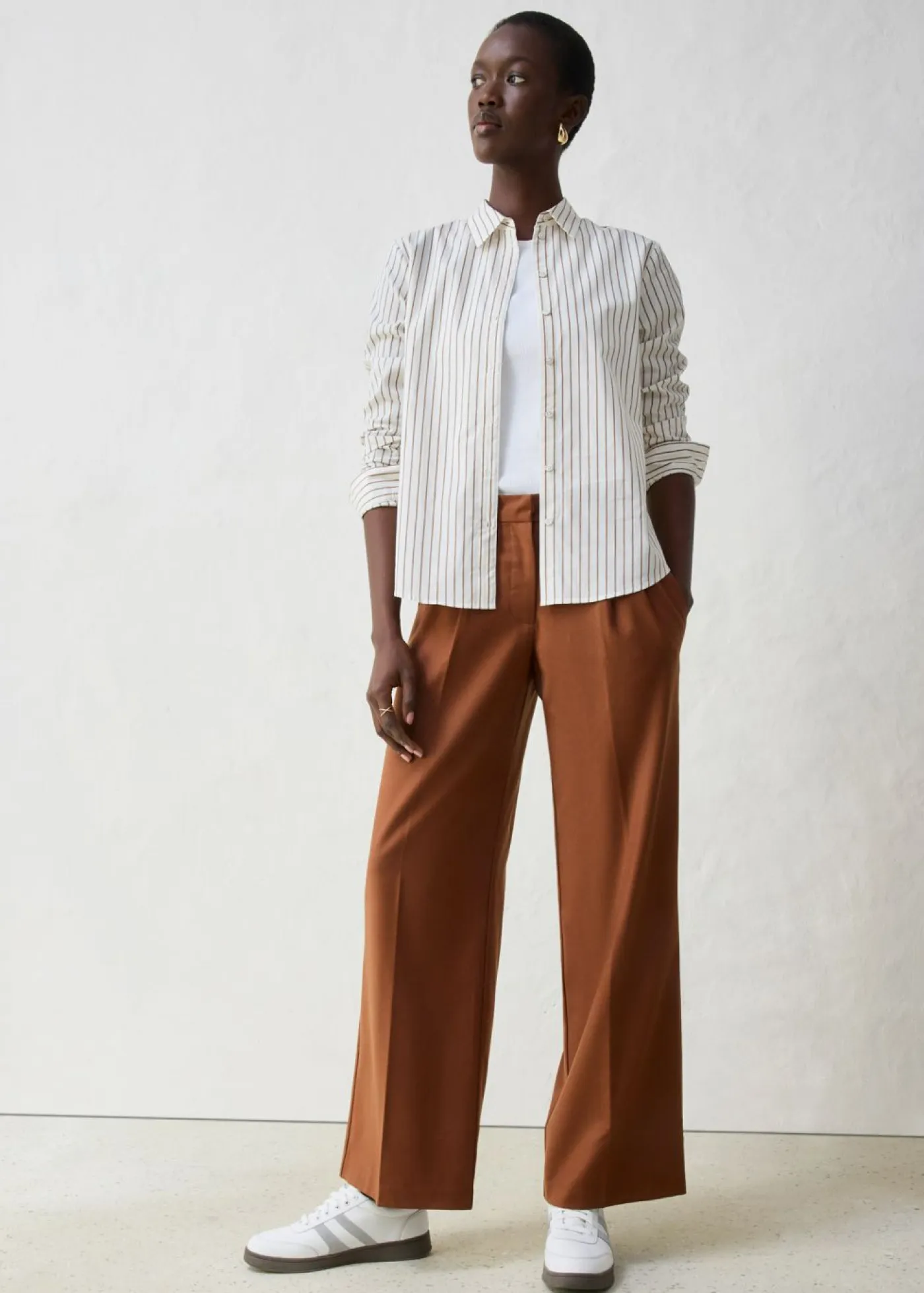 bonprix bonprix Premium|Pantalones>Pantalón de lana con pinzas marrón ladrillo