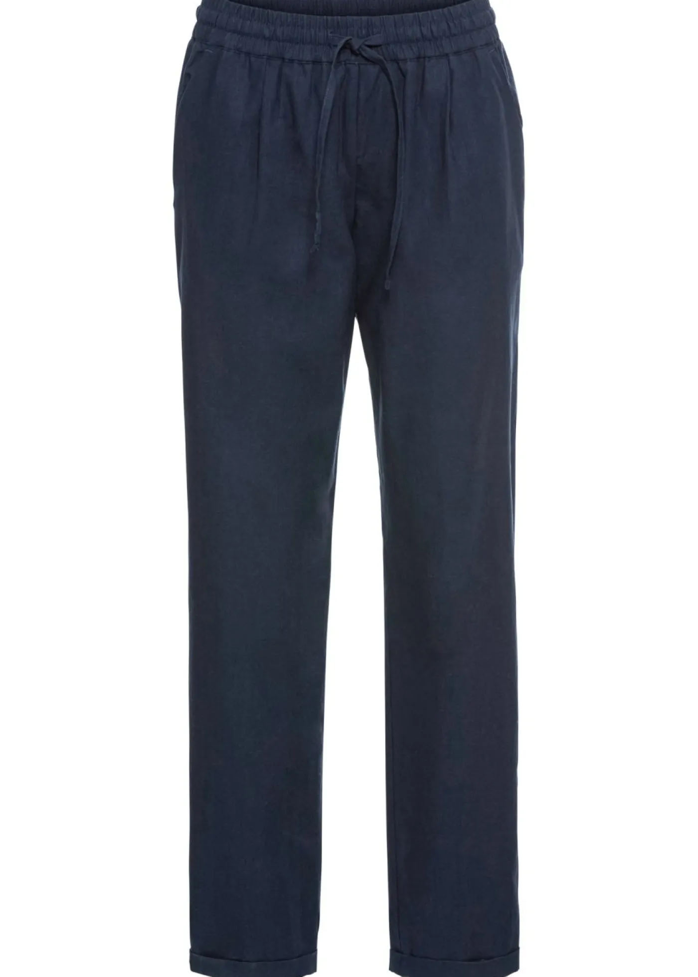 bonprix bonprix Pantalones>Pantalón de lino con cintura elástica Azul marino