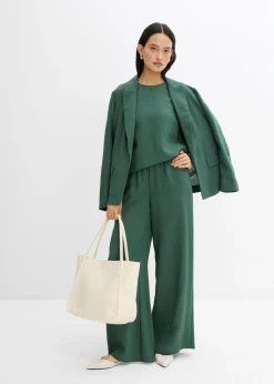 Mujer bonprix bonprix Pantalón de mezcla arrugada de viscosa con estructura