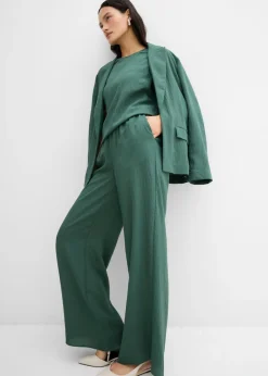 Mujer bonprix bonprix Pantalón de mezcla arrugada de viscosa con estructura