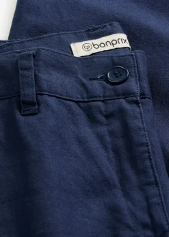 bonprix bonprix Pantalones>Pantalón de mezcla de lino y algodón Azul marino