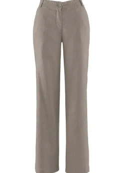 bonprix bonprix Pantalones>Pantalón de mezcla de lino y algodón Marrón grisáceo