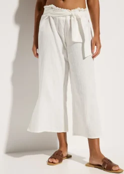 bonprix bonprix Ropa De Playa|Pantalones>Pantalón de muselina capri para la playa Blanco