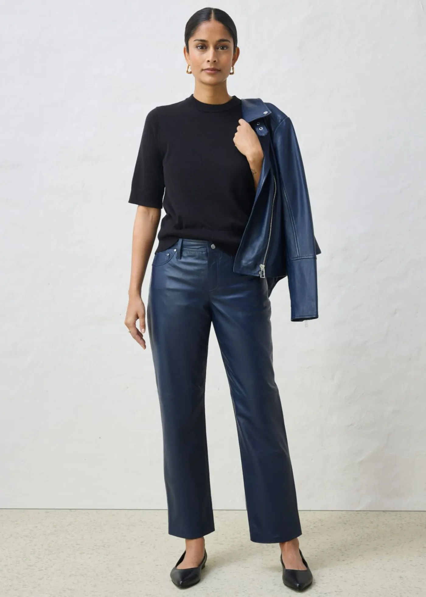 bonprix bonprix Premium|Pantalones>Pantalón de napa de borrego Azul marino