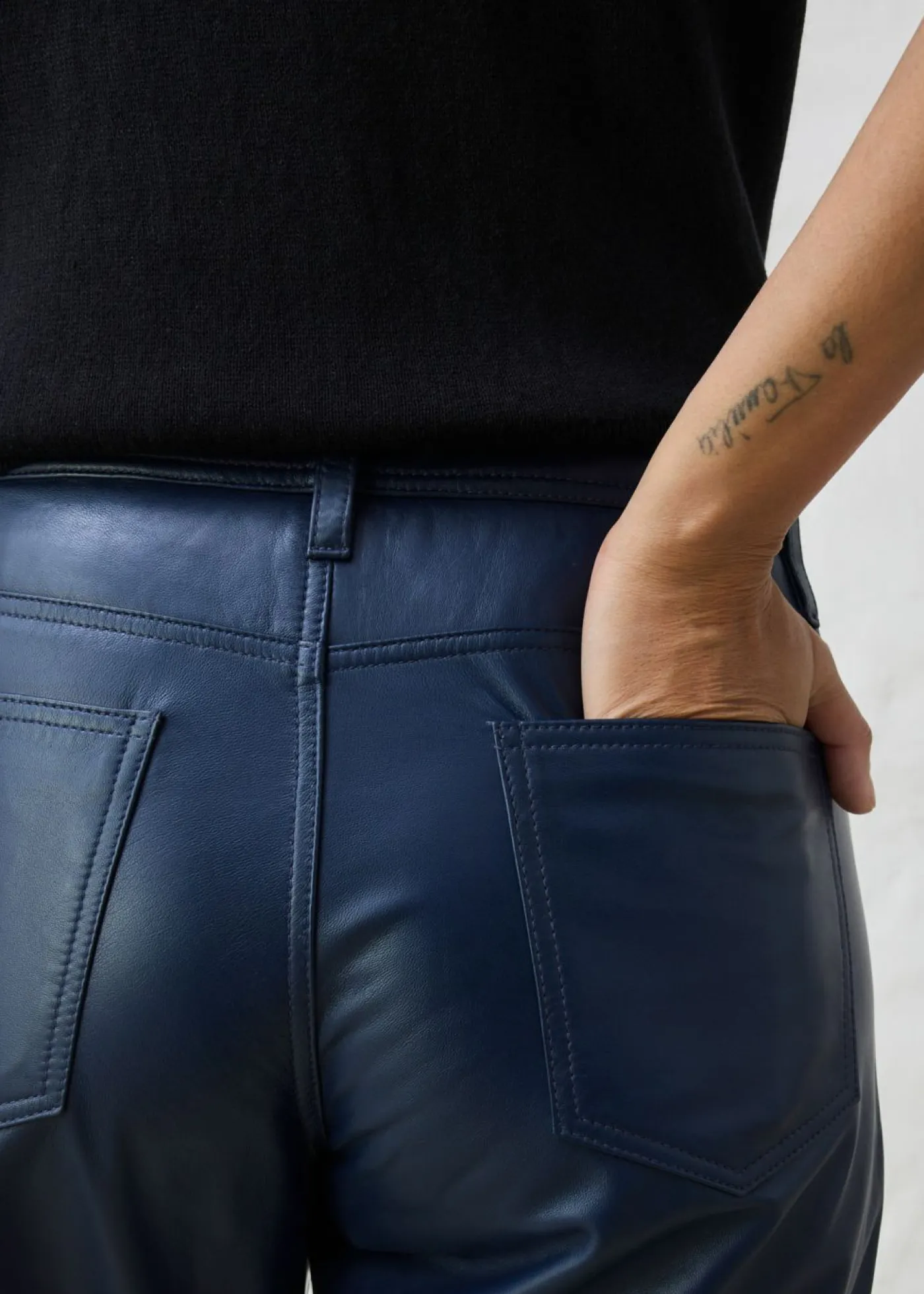 bonprix bonprix Premium|Pantalones>Pantalón de napa de borrego Azul marino