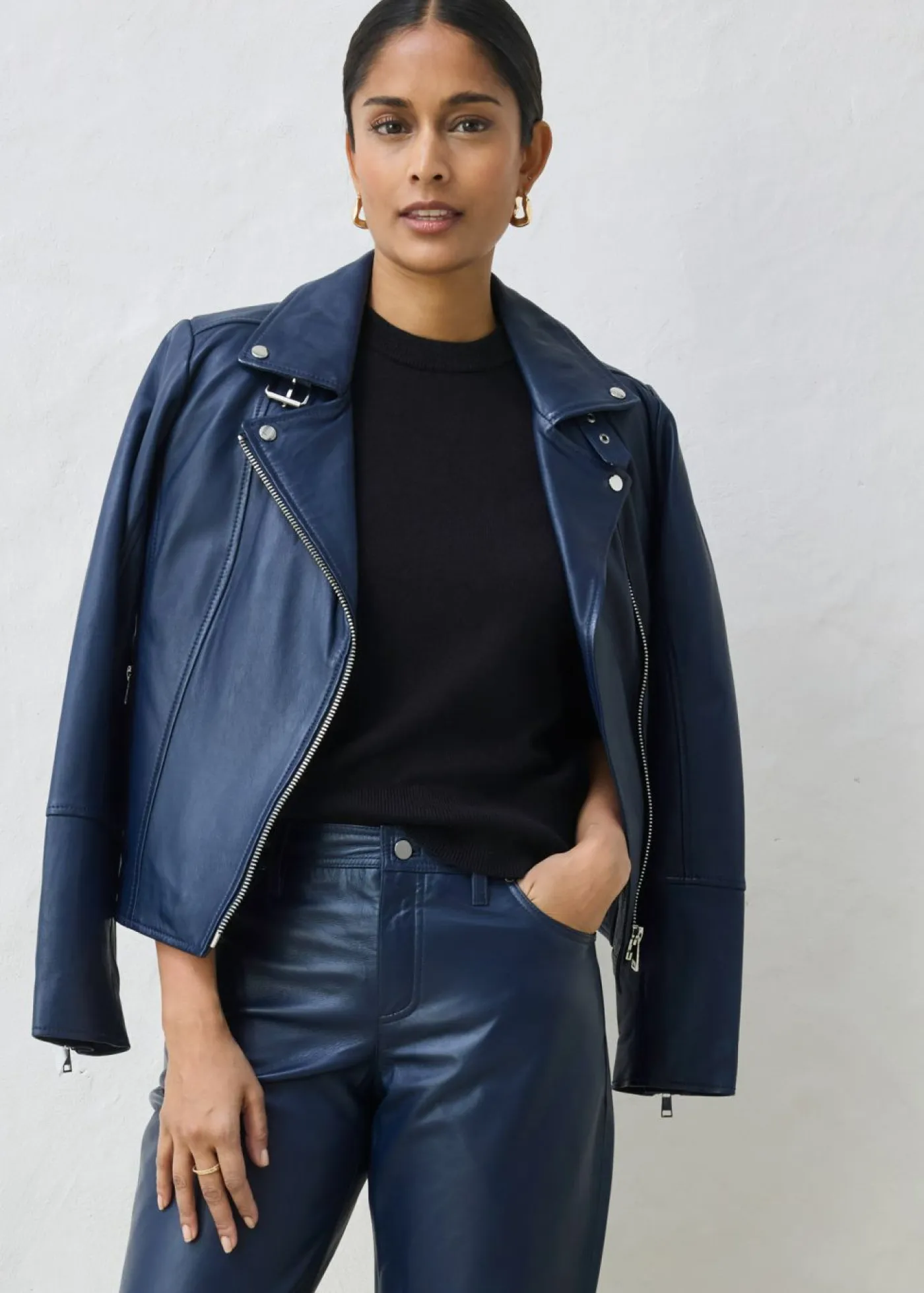 bonprix bonprix Premium|Pantalones>Pantalón de napa de borrego Azul marino