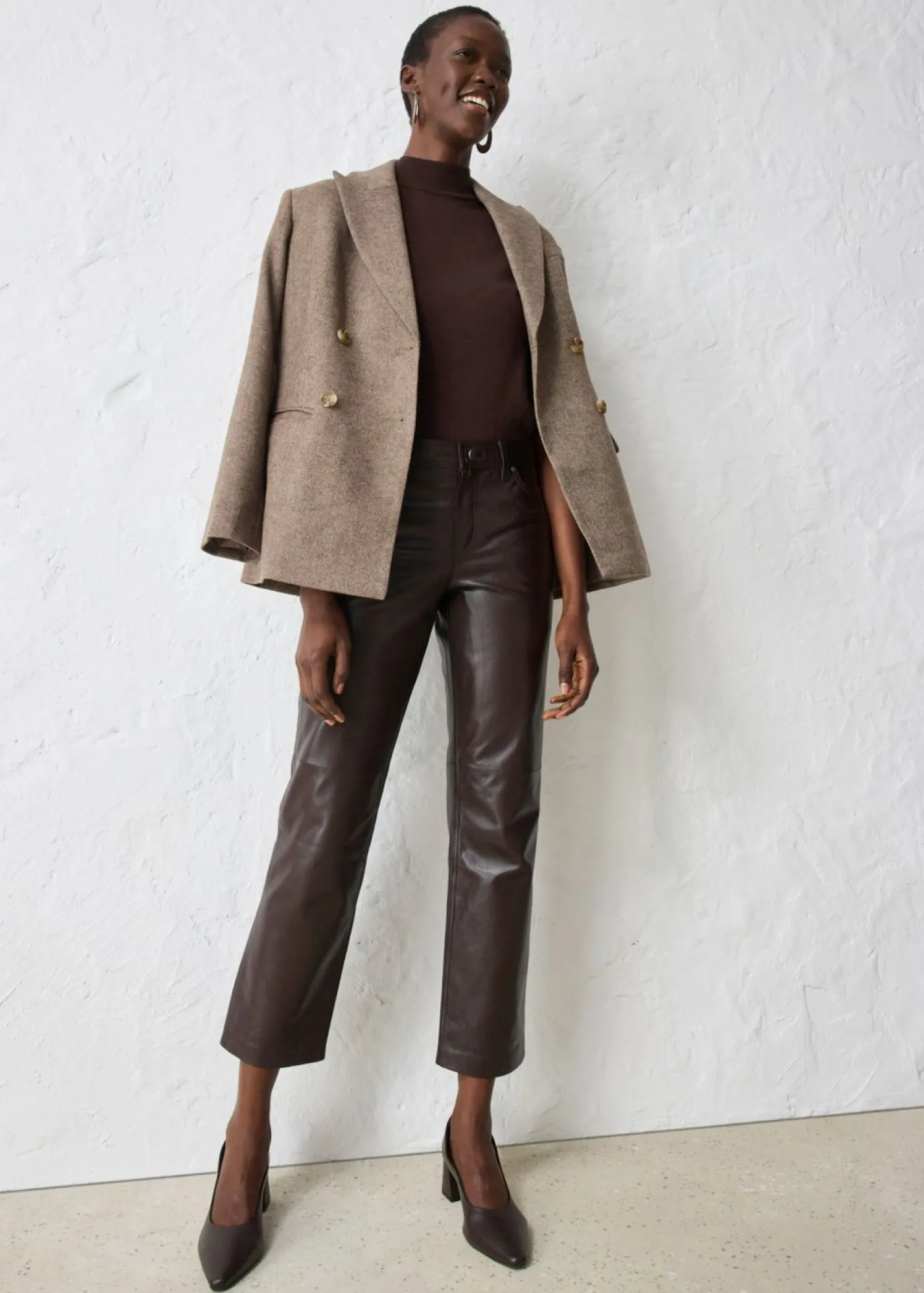 bonprix bonprix Premium|Pantalones>Pantalón de napa de borrego Marrón oscuro