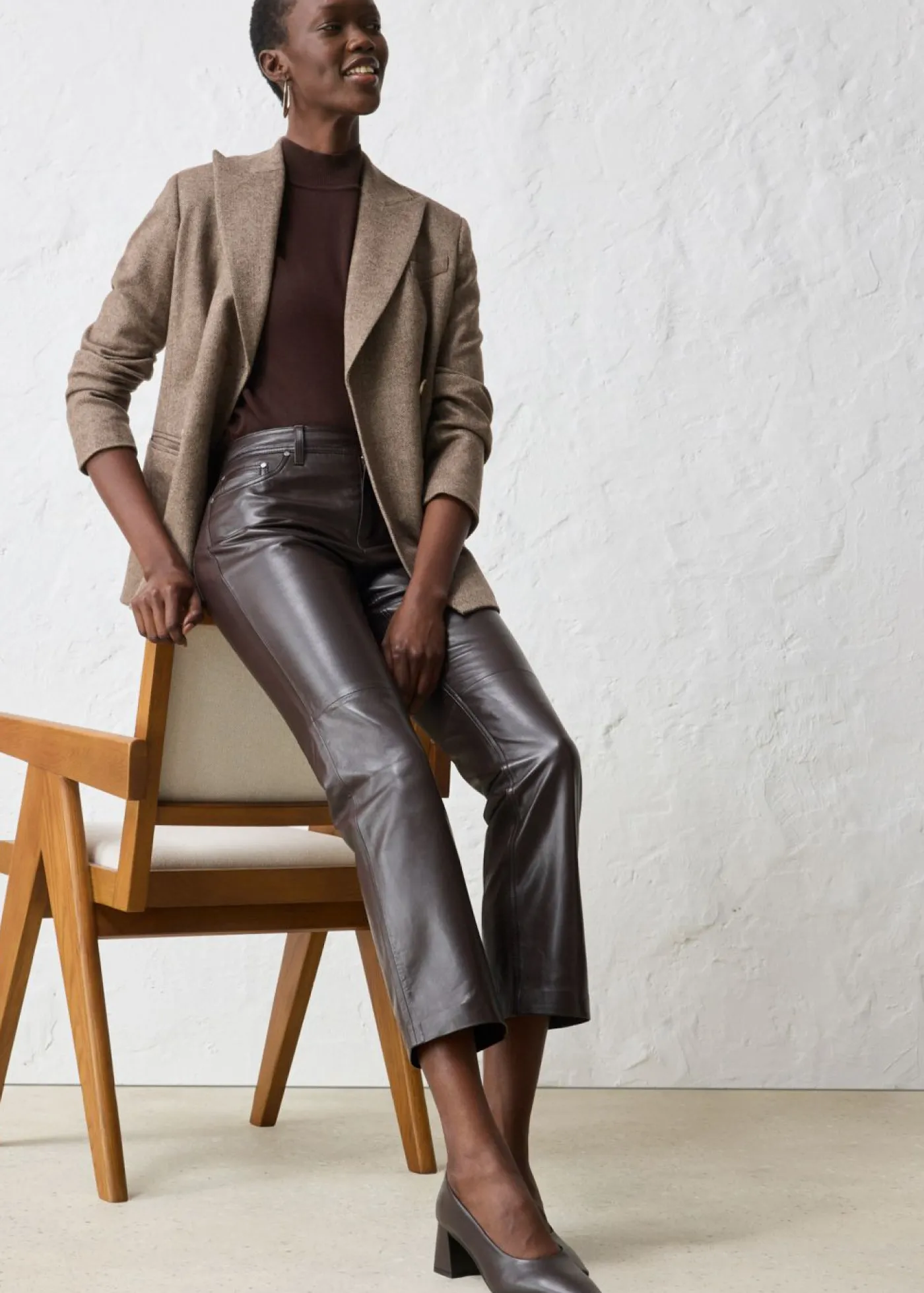 bonprix bonprix Premium|Pantalones>Pantalón de napa de borrego Marrón oscuro