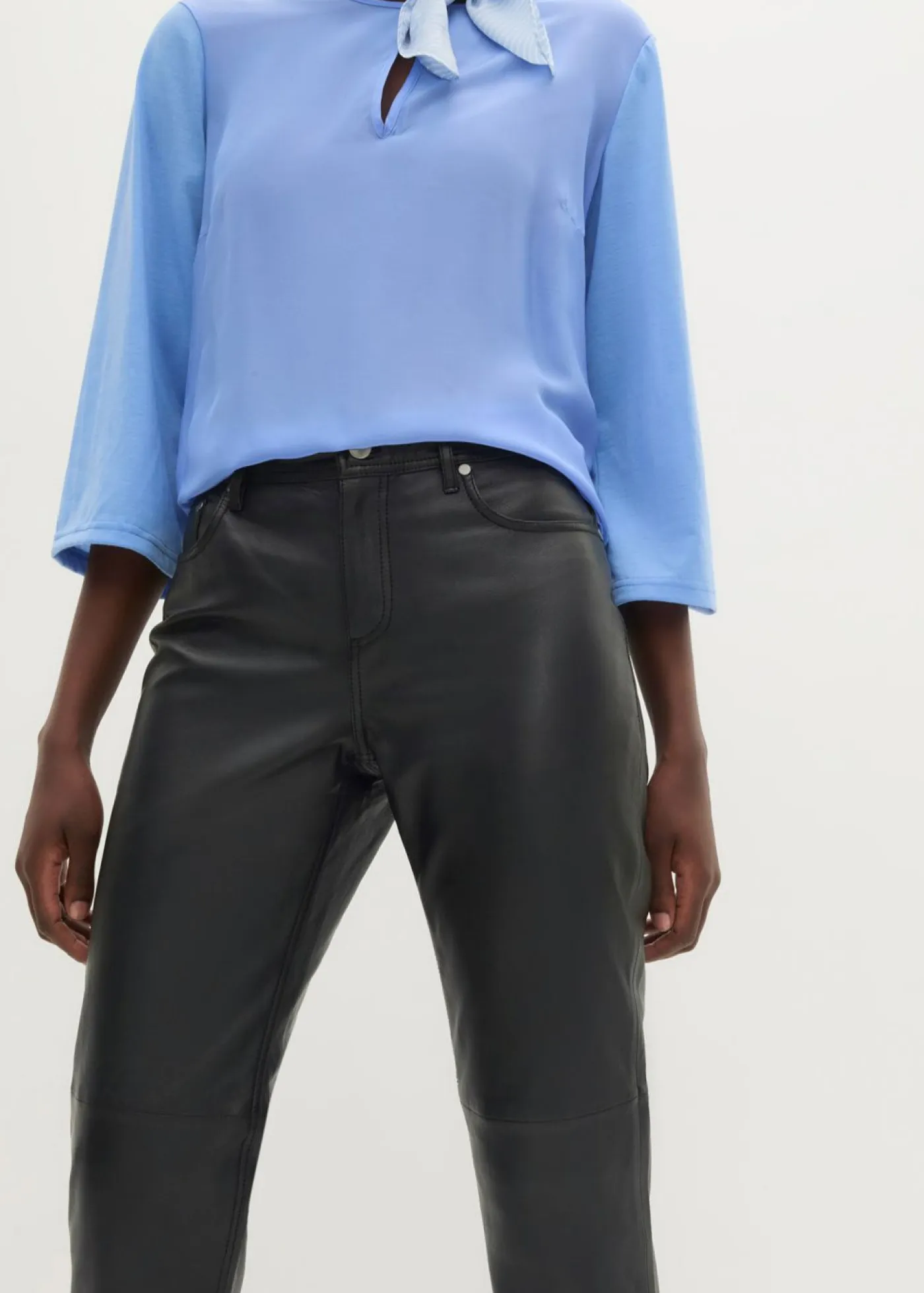 bonprix bonprix Premium|Pantalones>Pantalón de napa de borrego Negro