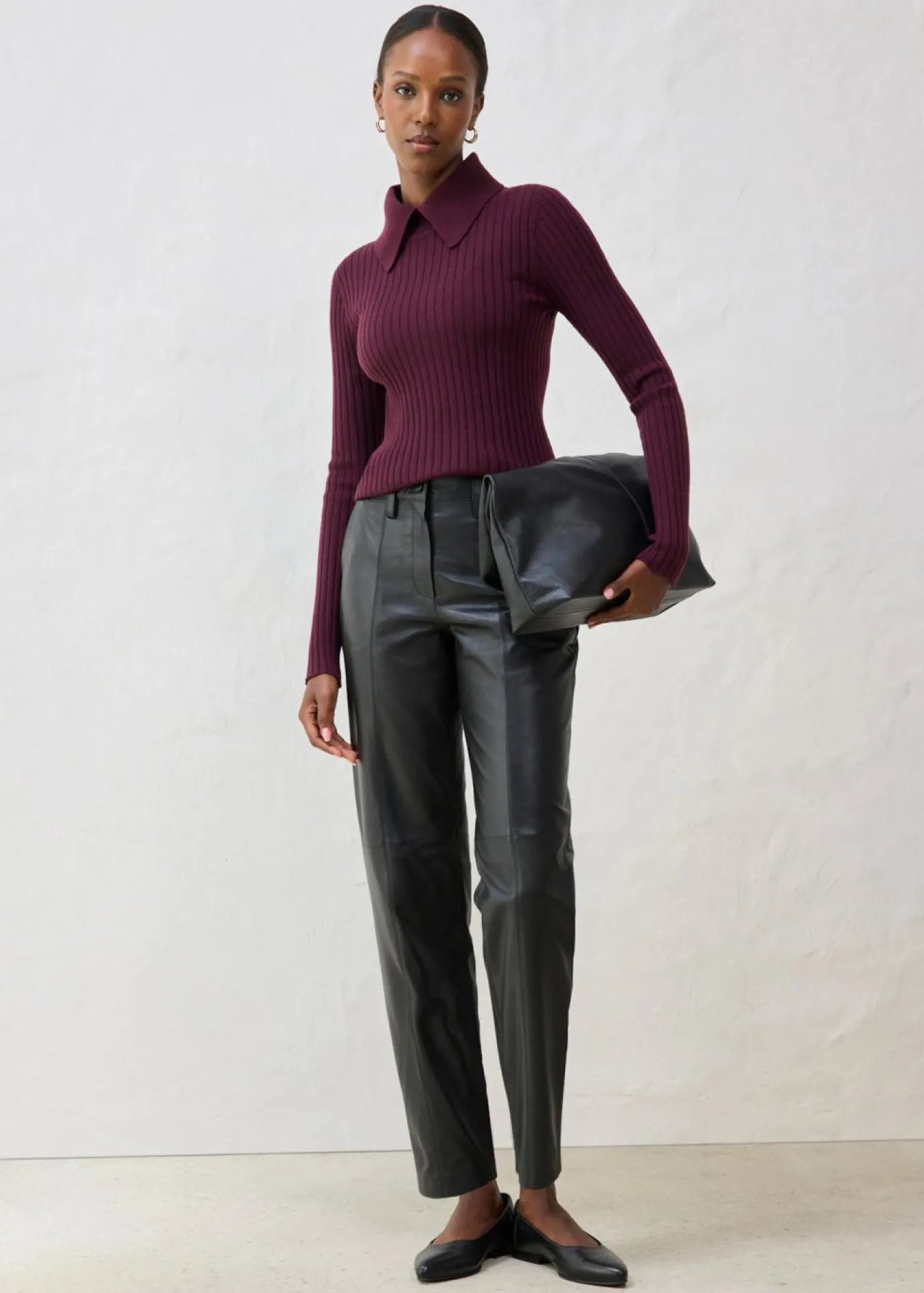 bonprix bonprix Premium|Pantalones>Pantalón de napa de cordero Negro