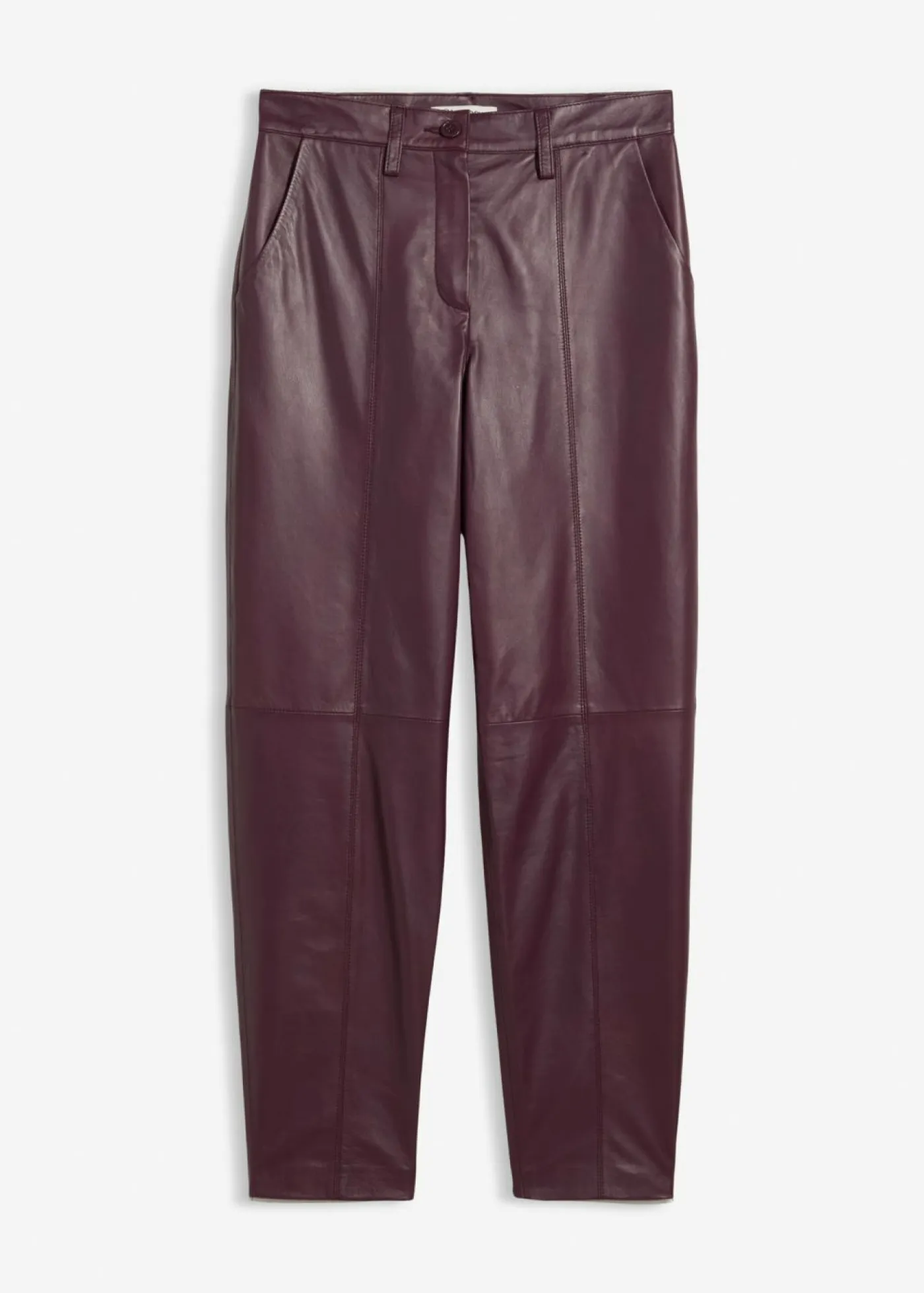 bonprix bonprix Premium|Pantalones>Pantalón de napa de cordero rojo burdeos