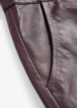 bonprix bonprix Premium|Pantalones>Pantalón de napa de cordero rojo burdeos