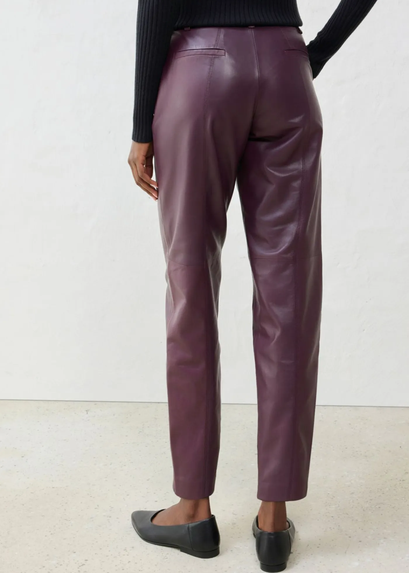 bonprix bonprix Premium|Pantalones>Pantalón de napa de cordero rojo burdeos