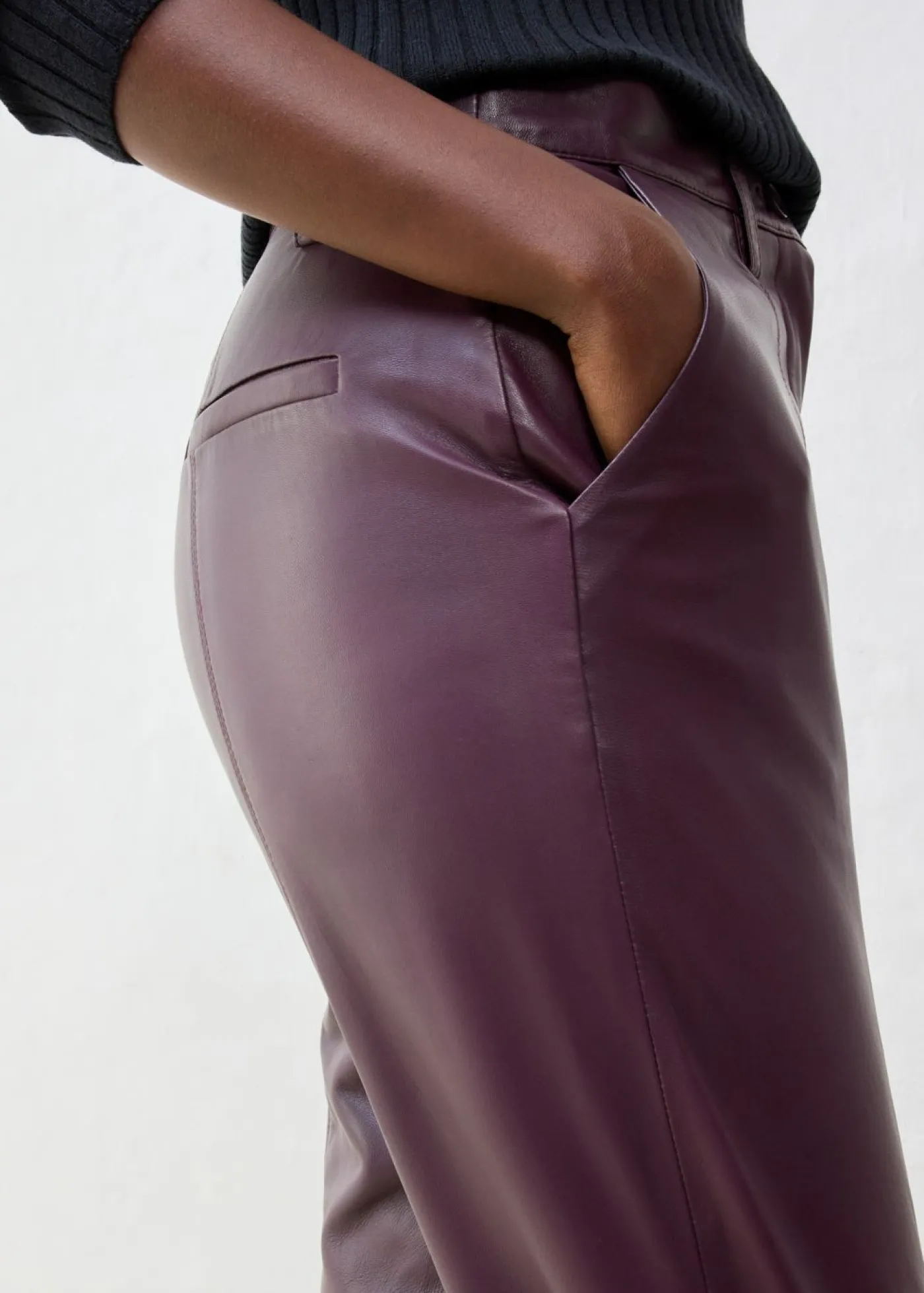 bonprix bonprix Premium|Pantalones>Pantalón de napa de cordero rojo burdeos