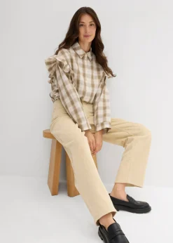 Mujer bonprix bonprix Pantalón de pana barrel, mid waist