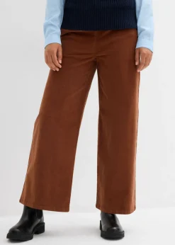 bonprix bonprix Pantalones>Pantalón de pana con cintura cómoda, high waist marrón ladrillo