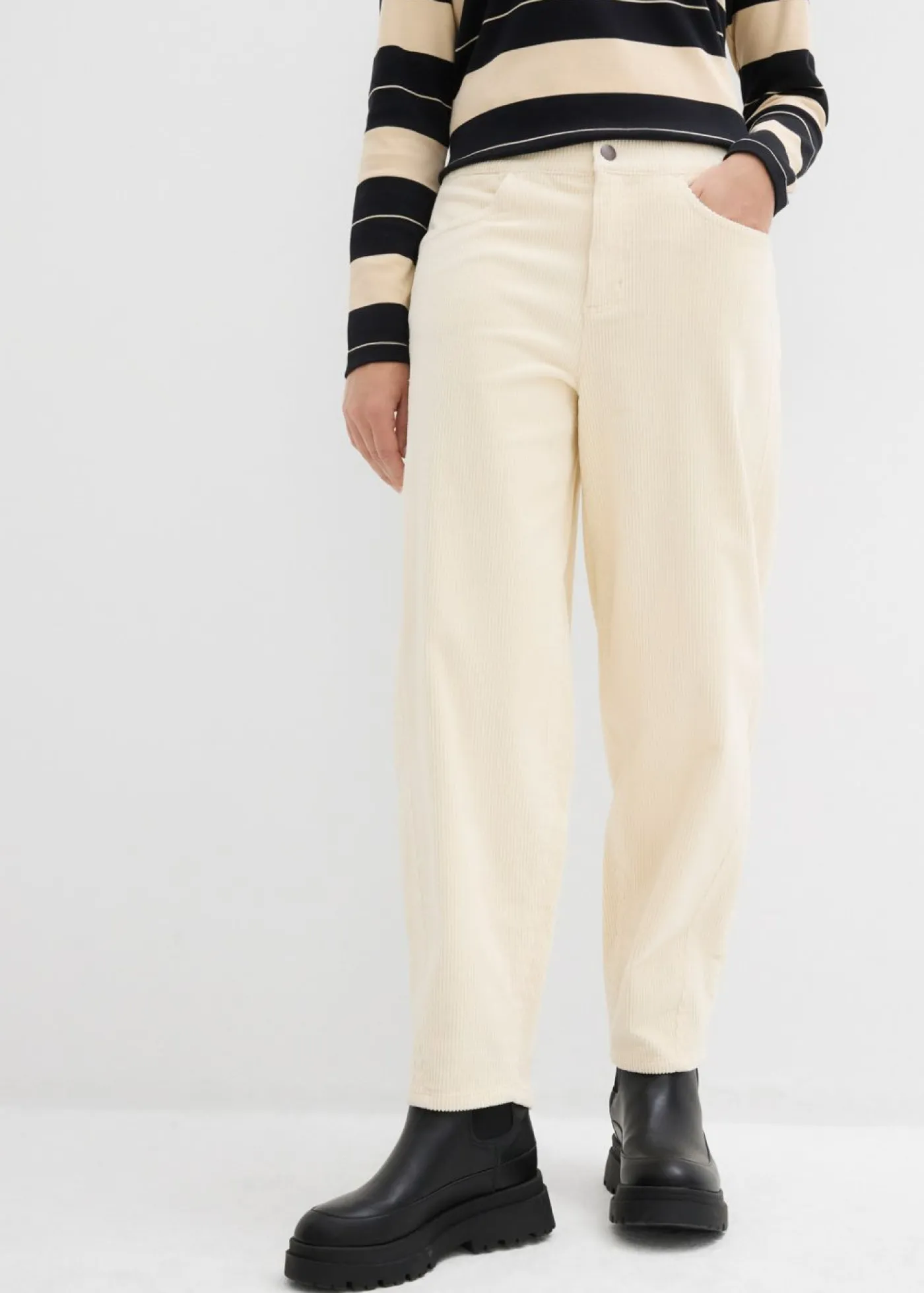 Mujer bonprix bonprix Pantalón de pana con corte barrel