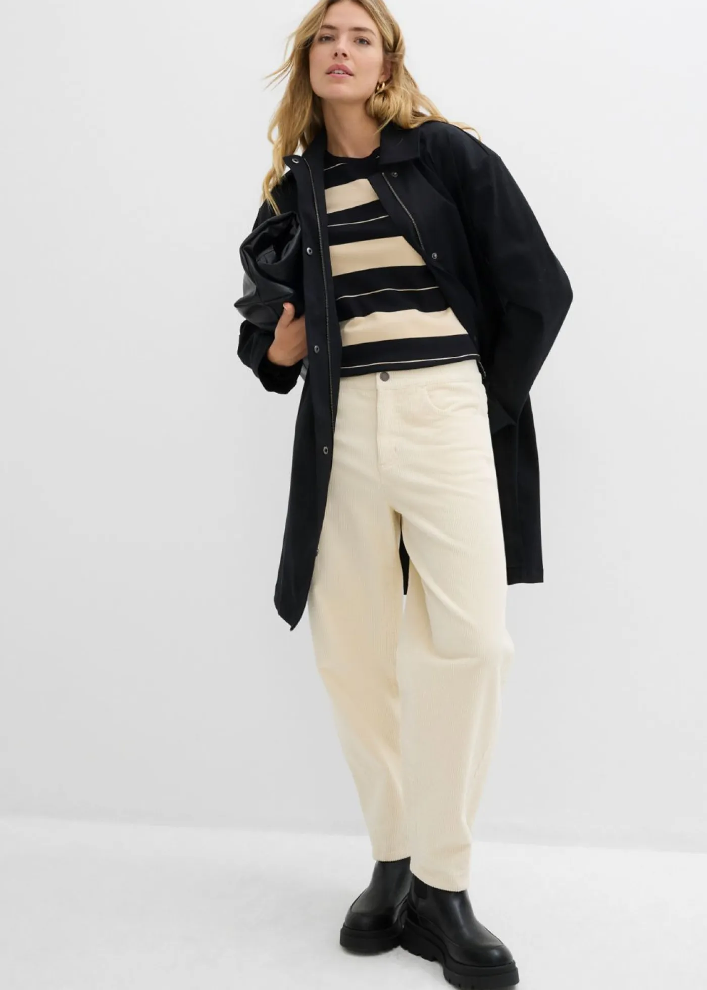 Mujer bonprix bonprix Pantalón de pana con corte barrel