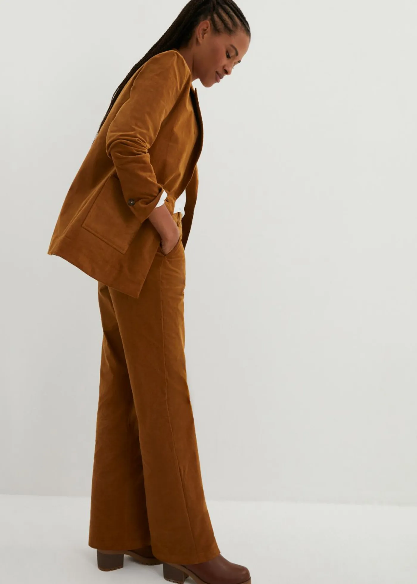 Mujer bonprix bonprix Pantalón de pana de algodón orgánico con elástico