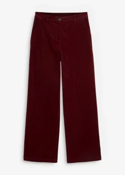 bonprix bonprix Pantalones>Pantalón de pana de algodón orgánico con elástico rojo avellana