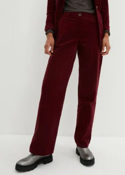bonprix bonprix Pantalones>Pantalón de pana de algodón orgánico con elástico rojo avellana
