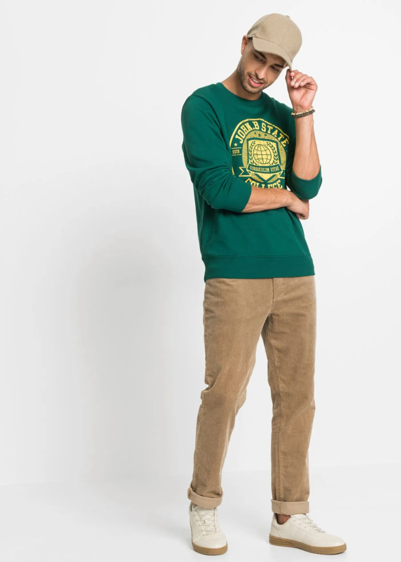 bonprix bonprix Pantalones>Pantalón de pana elástica con corte cómodo y regular Camel