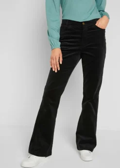 bonprix bonprix Pantalones>Pantalón de pana elástico con cómoda cintura high waist Negro
