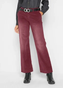bonprix bonprix Pantalones>Pantalón de pana elástico de corte ancho rojo avellana
