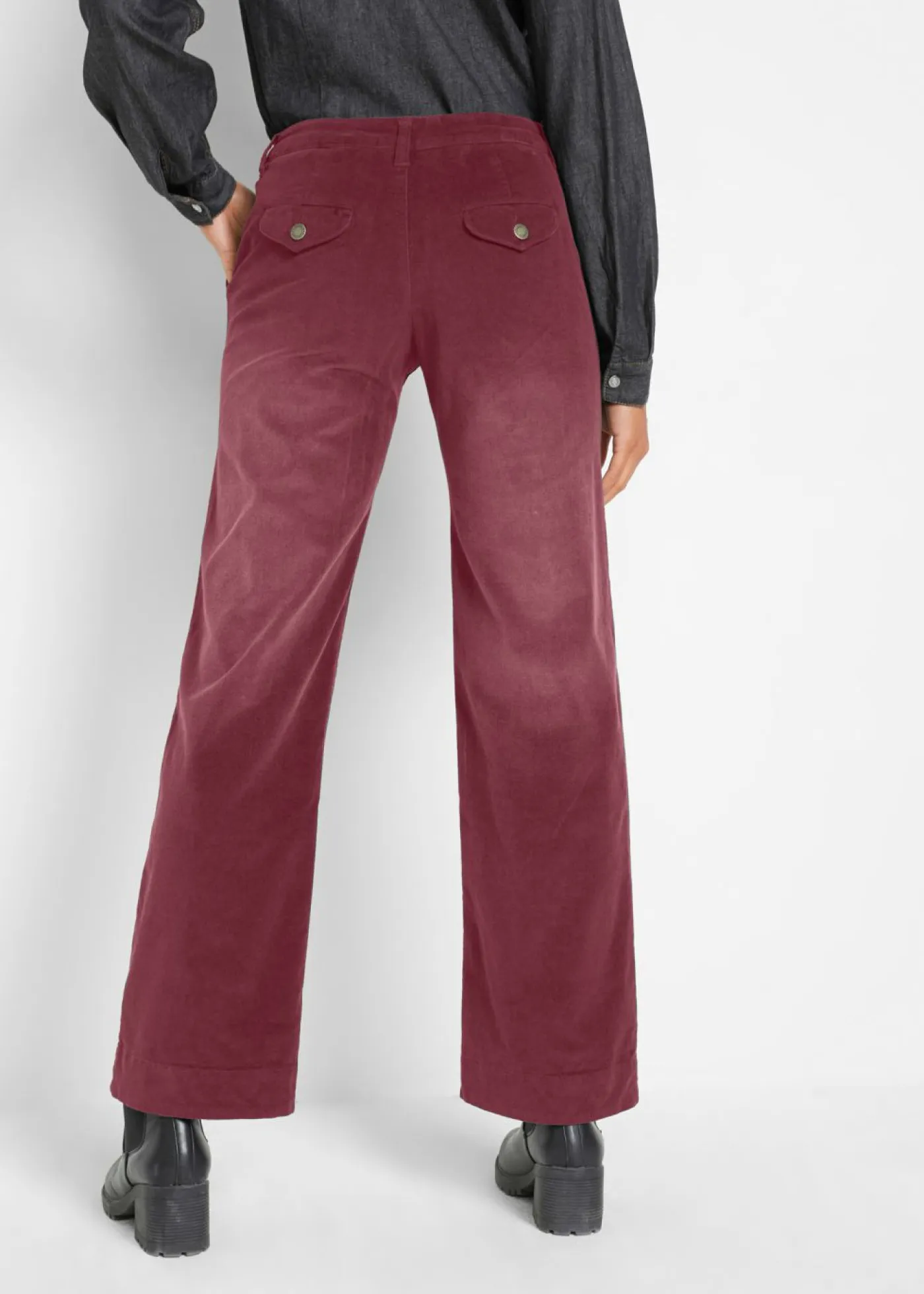 bonprix bonprix Pantalones>Pantalón de pana elástico de corte ancho rojo avellana