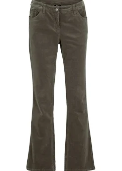 bonprix bonprix Pantalones>Pantalón de pana elástico de corte recto Oliva