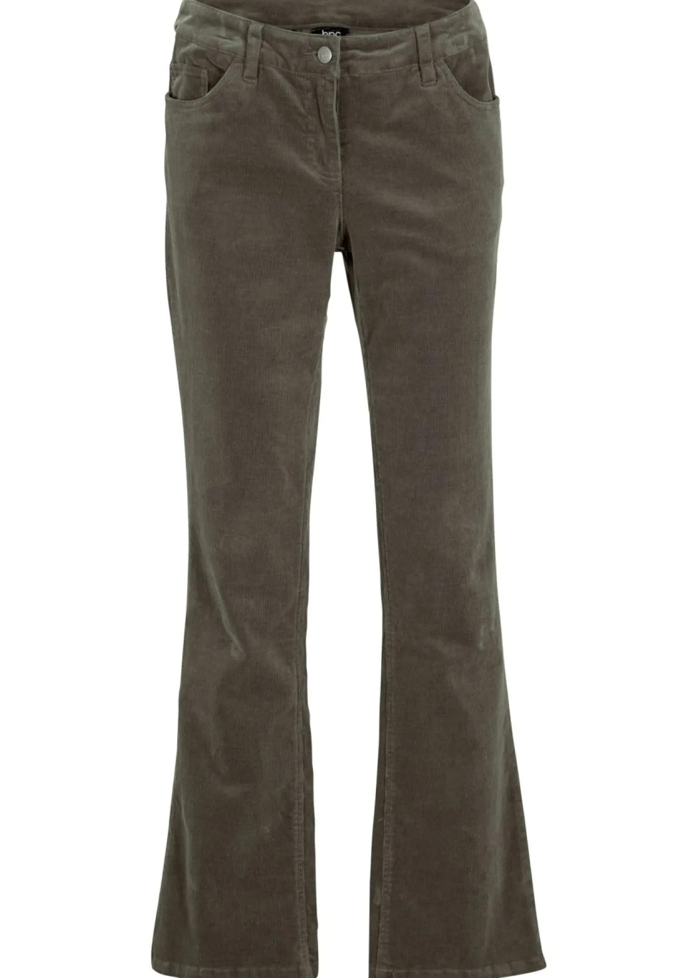 bonprix bonprix Pantalones>Pantalón de pana elástico de corte recto Oliva