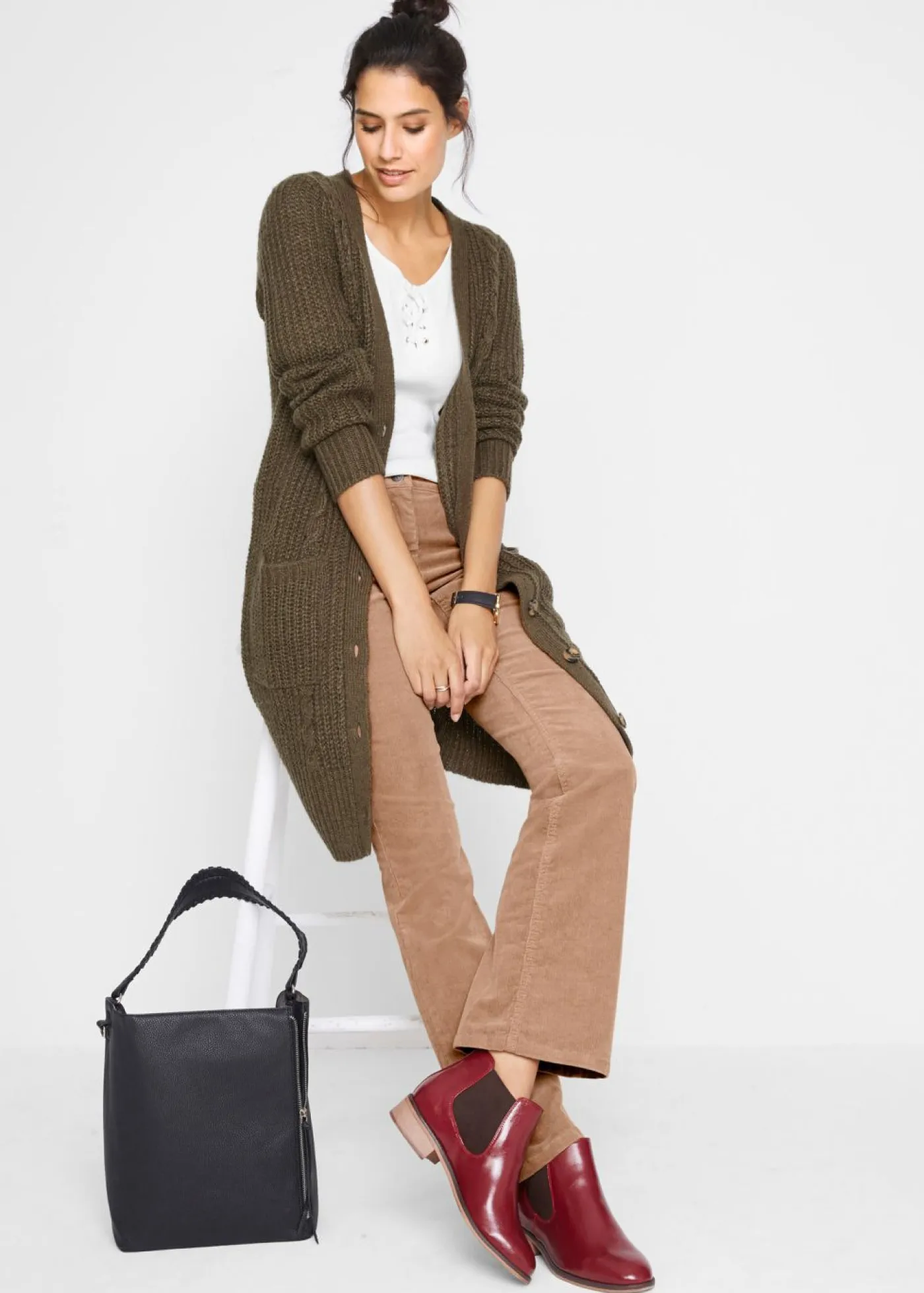 Mujer bonprix bonprix Pantalón de pana elástico de corte recto