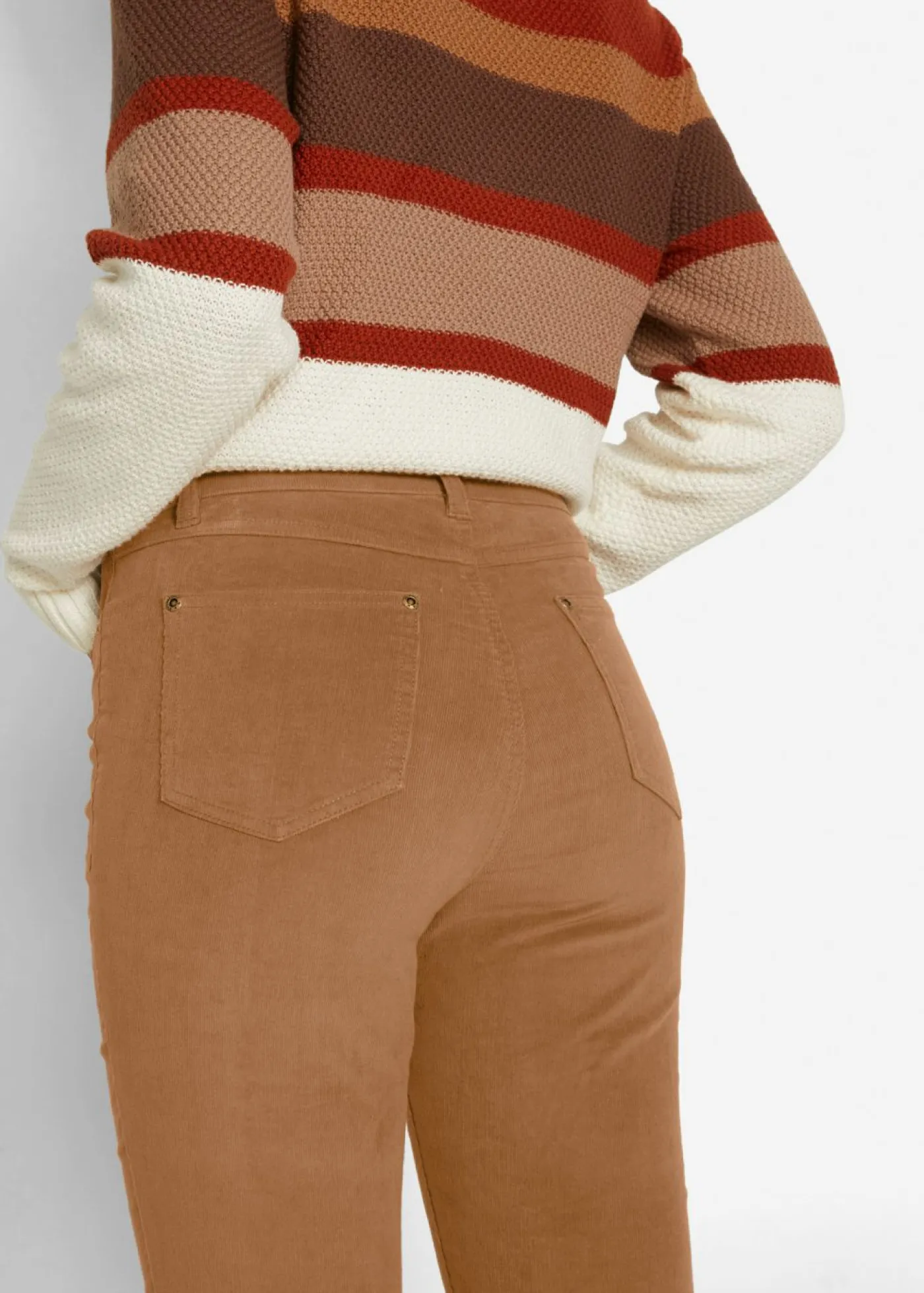 bonprix bonprix Pantalones>Pantalón de pana elástico, skinny Coñac marrón