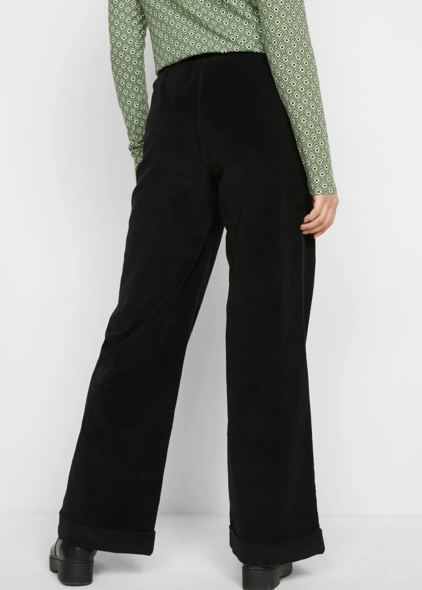 Mujer bonprix bonprix Pantalón de pana elástico y ancho, high waist