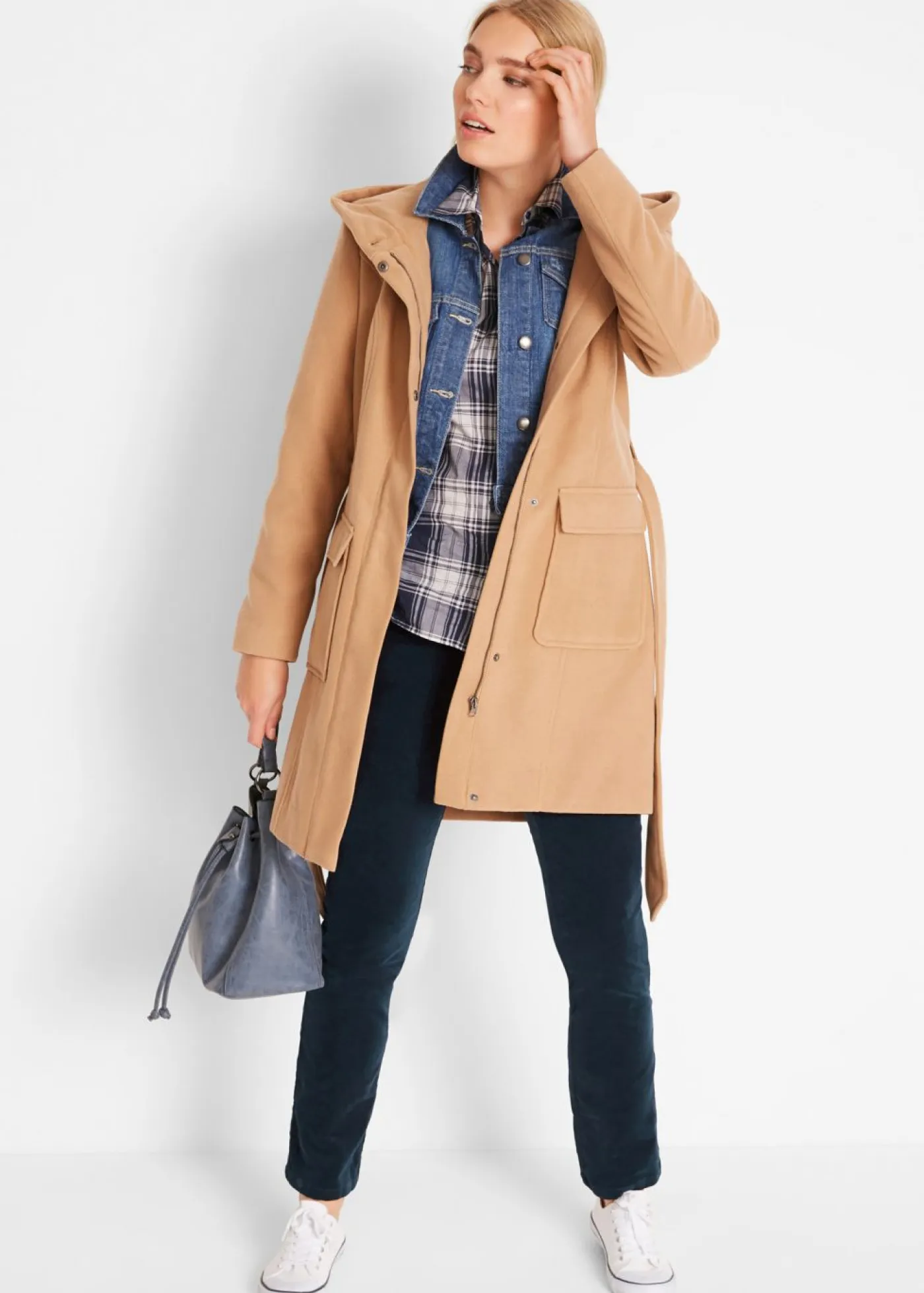 bonprix bonprix Pantalones>Pantalón de pana elásticos, straight Azul marino