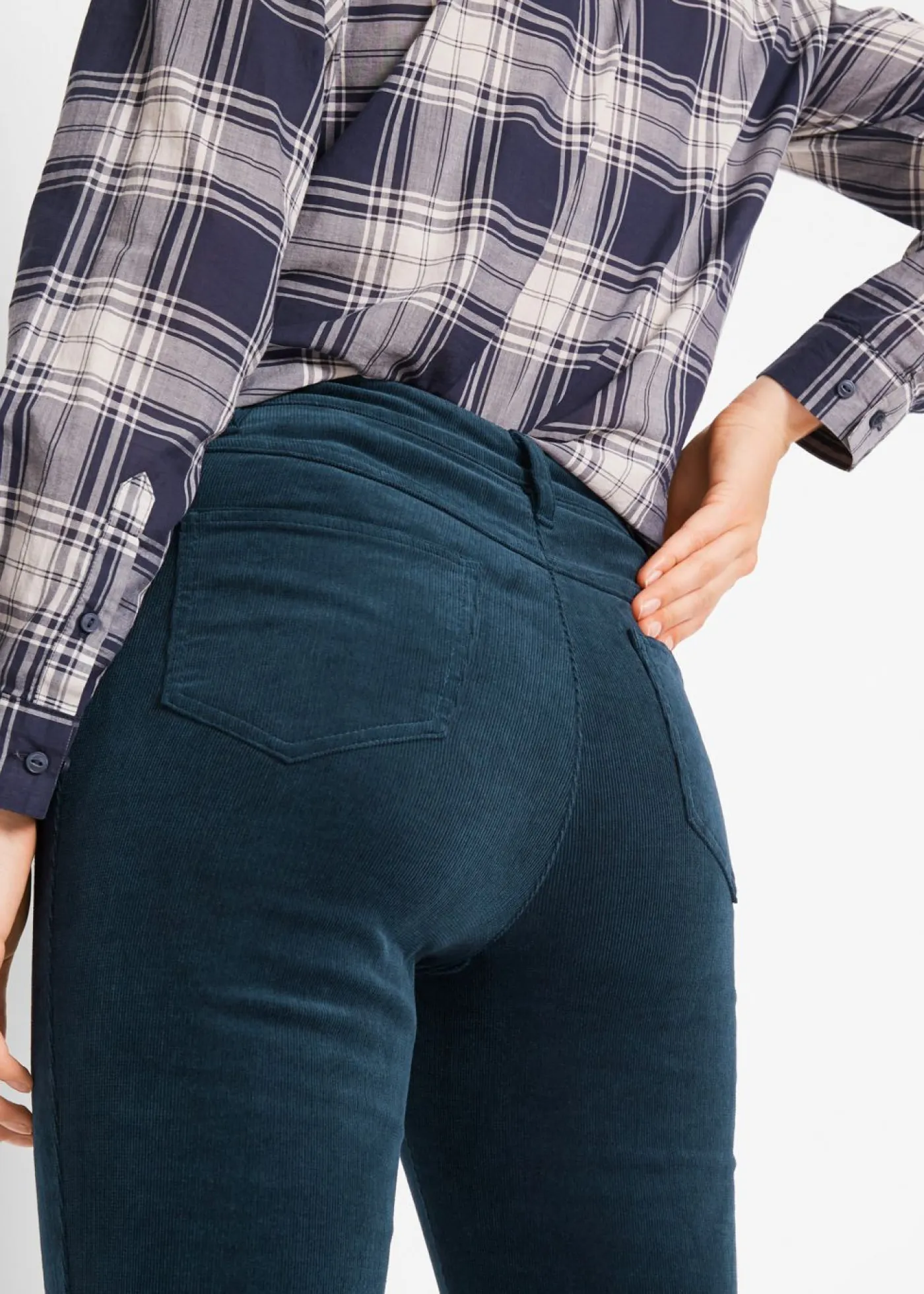 bonprix bonprix Pantalones>Pantalón de pana elásticos, straight Azul marino