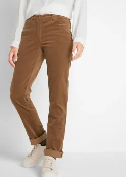 bonprix bonprix Pantalones>Pantalón de pana elásticos, straight bronceado