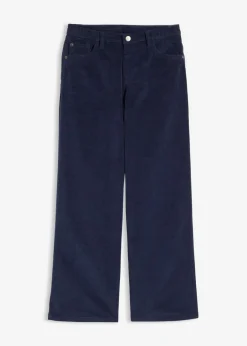 bonprix bonprix Ropa 9 A 16 Años·Pantalones Y Leggings>Pantalón de pana suave de algodón orgánico reciclable y elástico Azul marino