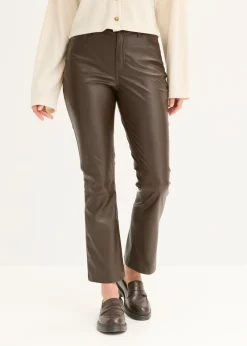 bonprix bonprix Pantalones>Pantalón de piel sintética Marrón oscuro