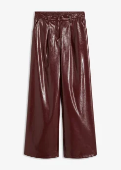 bonprix bonprix Pantalones>Pantalón de piel sintética Rojo rubí