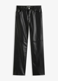 bonprix bonprix Pantalones>Pantalón de piel sintética con cintura cómoda Negro
