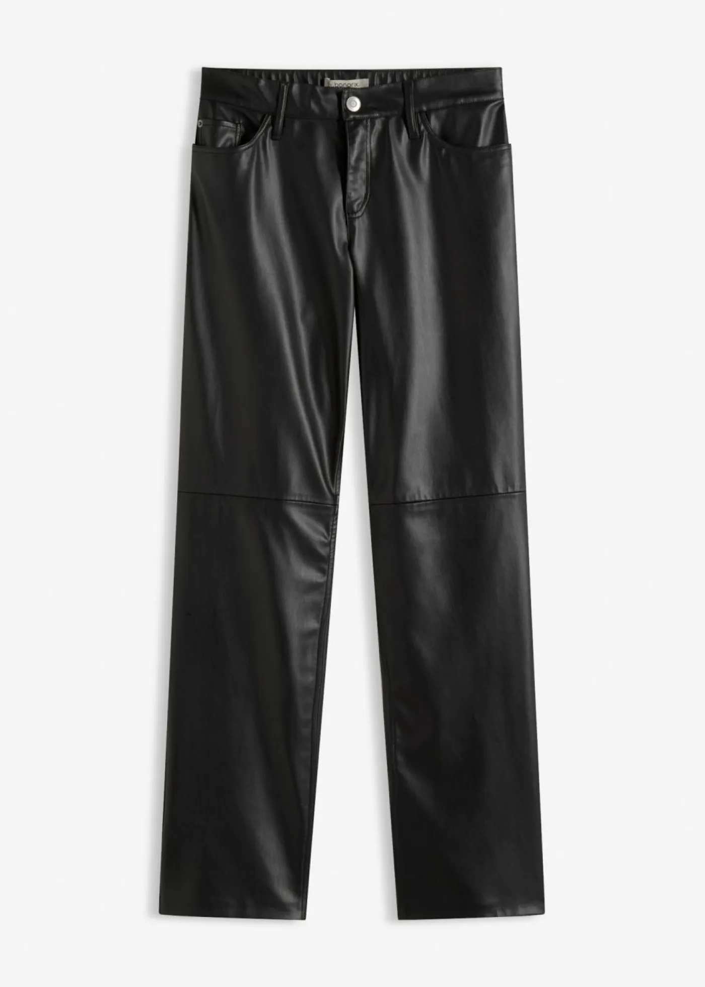 bonprix bonprix Pantalones>Pantalón de piel sintética con cintura cómoda Negro