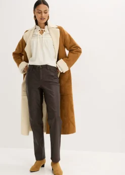 Mujer bonprix bonprix Pantalón de piel sintética con efecto desgastado