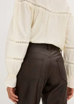 Mujer bonprix bonprix Pantalón de piel sintética con efecto desgastado