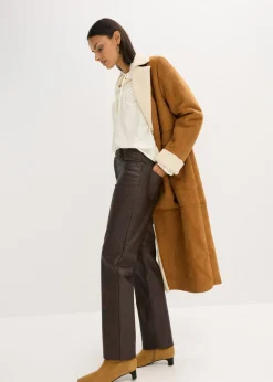 Mujer bonprix bonprix Pantalón de piel sintética con efecto desgastado