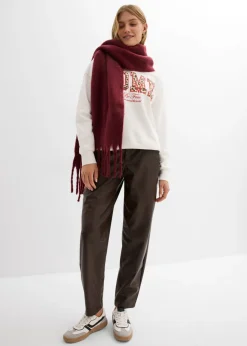 Mujer bonprix bonprix Pantalón de piel sintético con corte barrel y talle medio