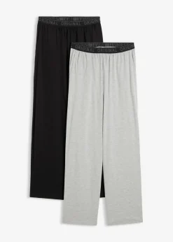 bonprix bonprix Pijamas|Ropa Interior·Pijamas>Pantalón de pijama de algodón puro (2 unidades) gris claro jaspeado+negro
